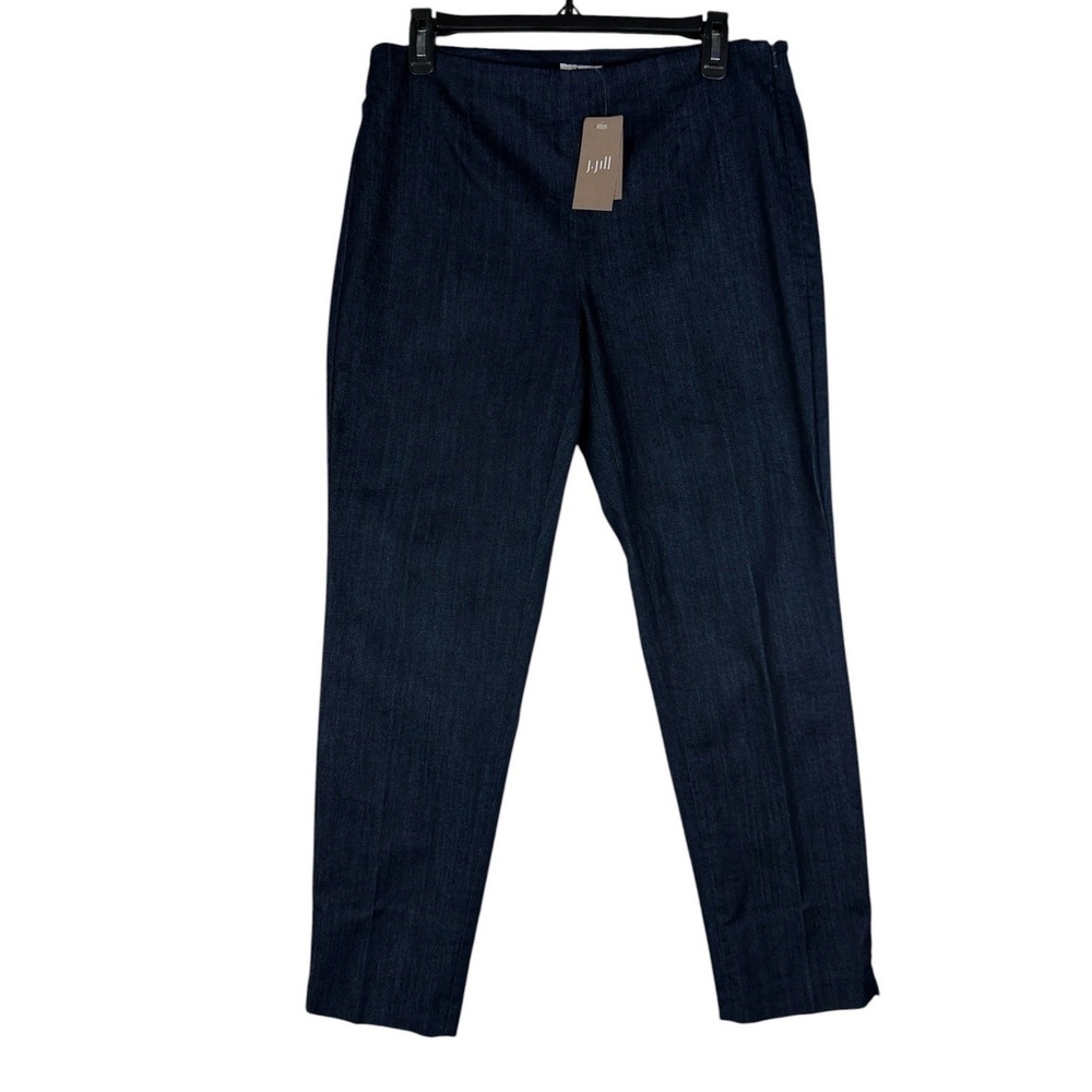 J. Jill Womens Slim Leg Trousers Deep Blue Wash‎ Side Zip Pants Missy Size 8 NWT